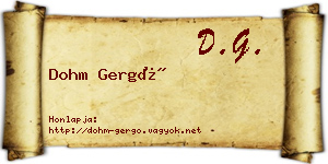Dohm Gergő névjegykártya